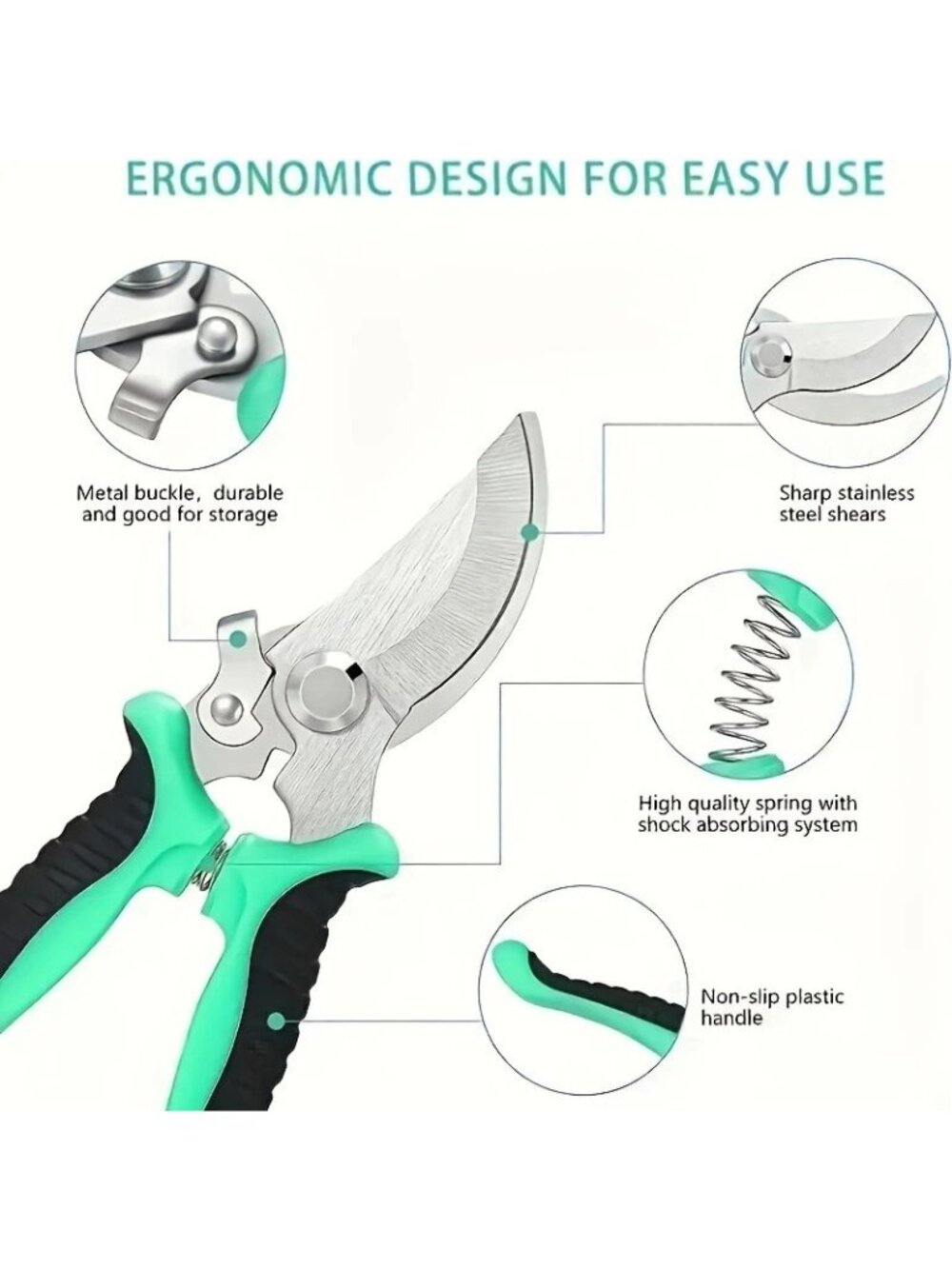 Garden Pruning Shears 7in Stainless Steel Scissors Houseplants Flowers Yellow Bl - Picture 3 of 7